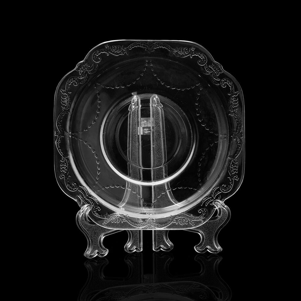 Vintage Federal Glass Clear Madrid Pattern Embossed Scroll & Beaded Border Plate